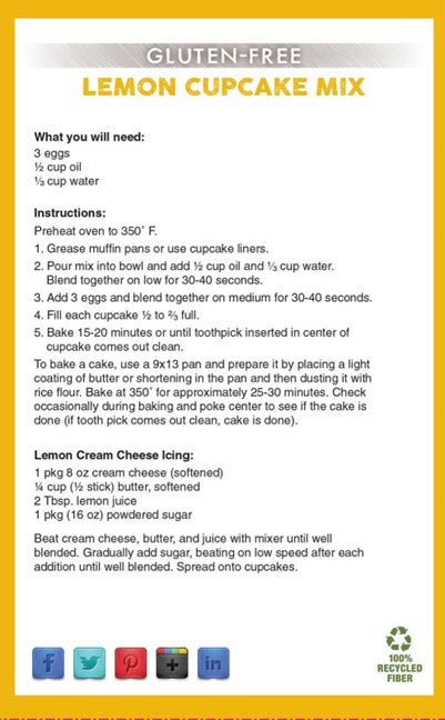 Gluten Free Lemon Cupcake Mix